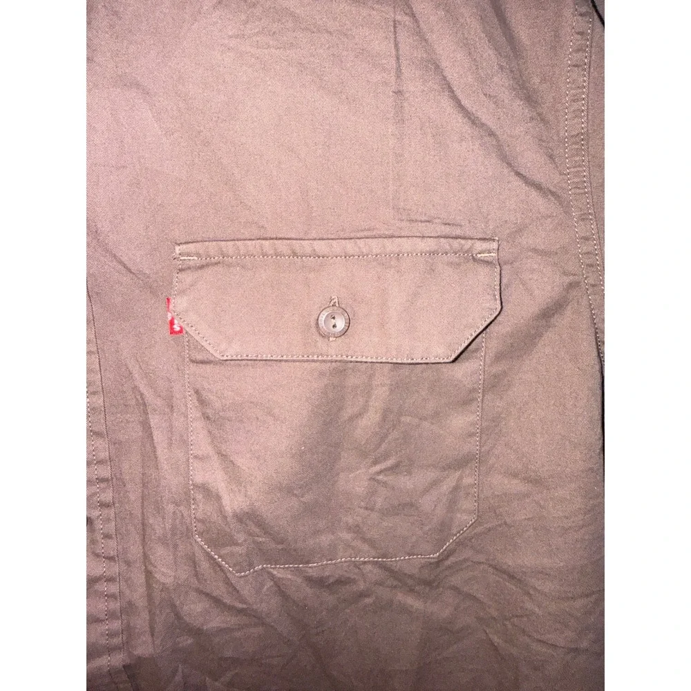 Levis Mens Relaxed Fit Long Sleeve Button Down Shirt Brown Cotton Twill Large